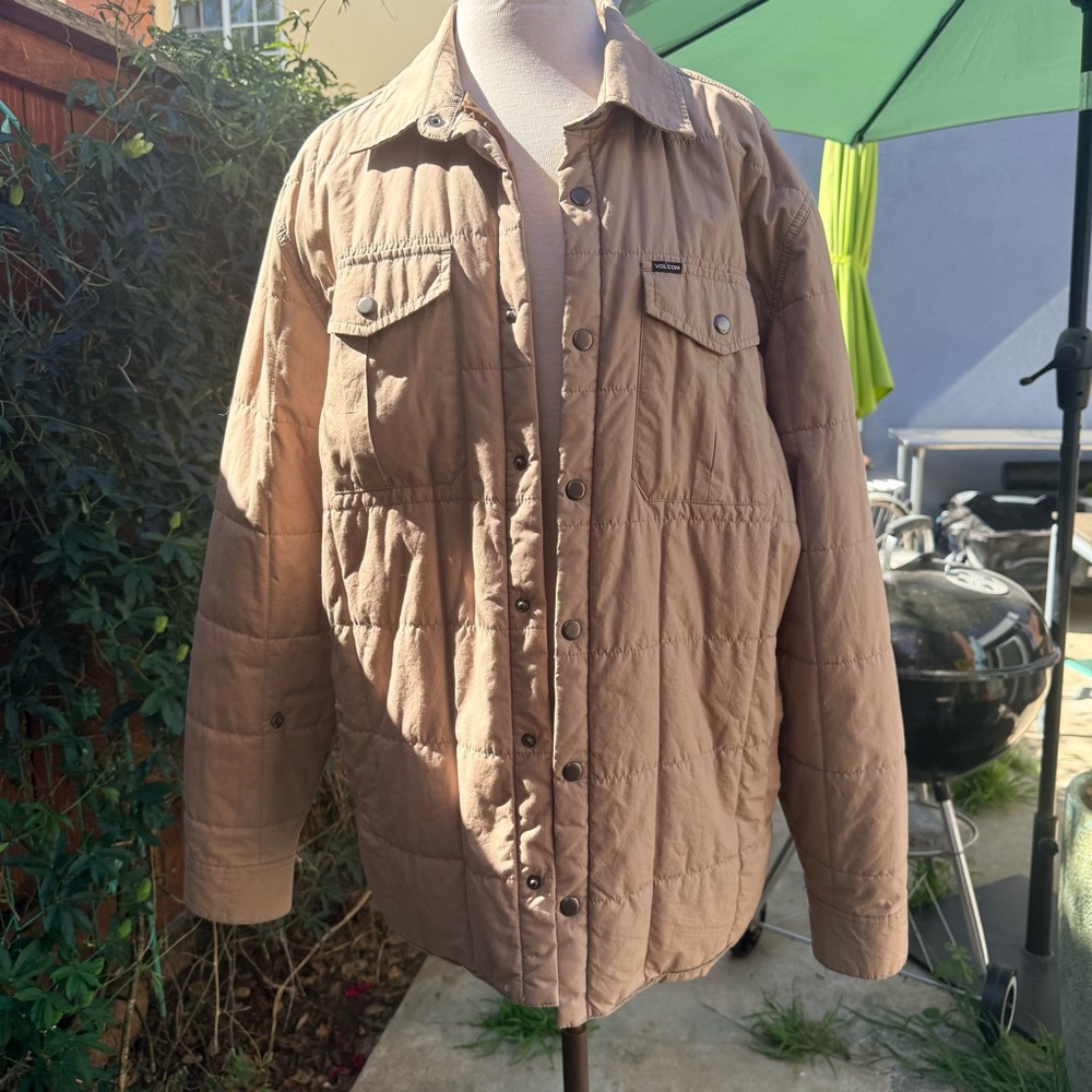 Volcom Tan Quilted Coat Shacket